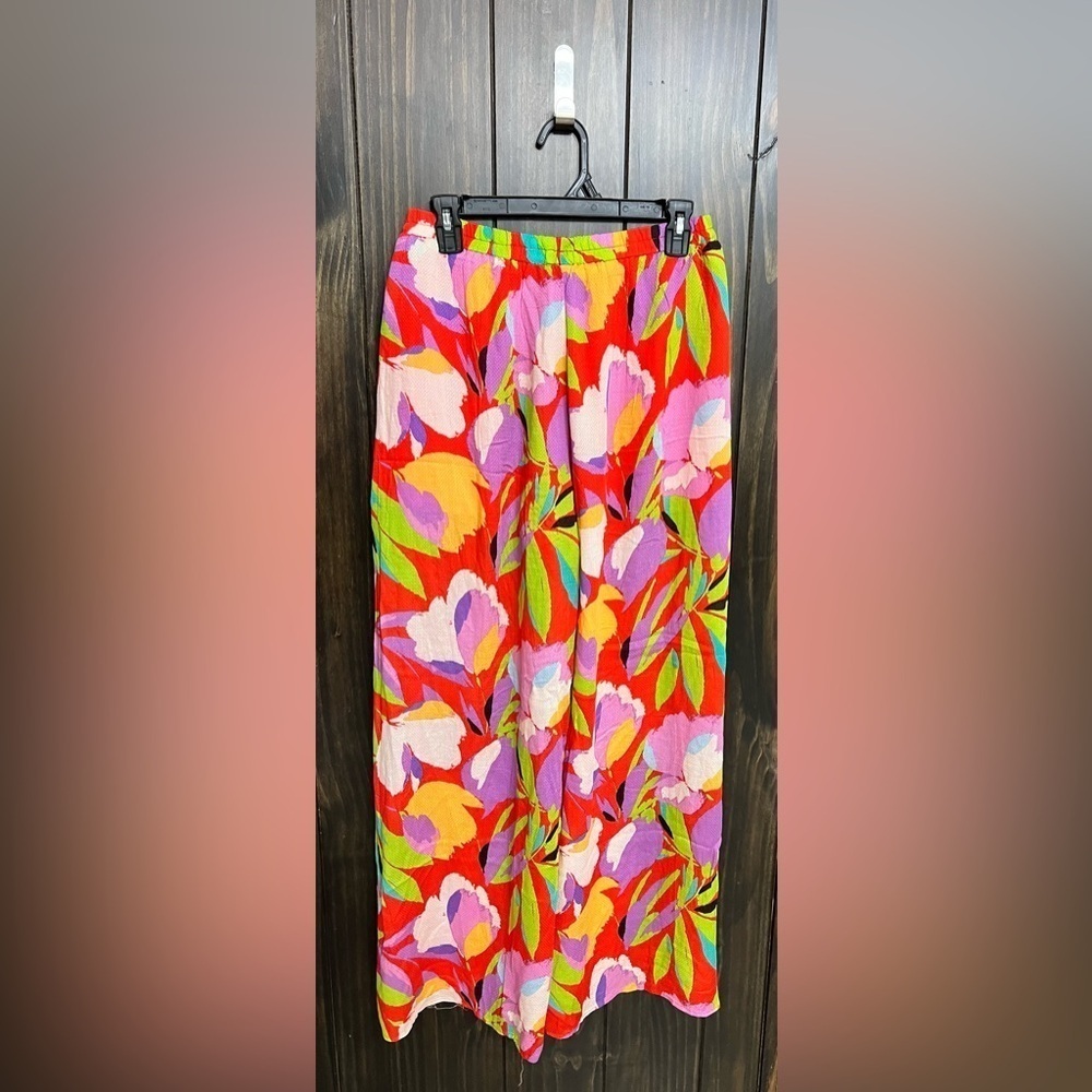 Lulu's Tropical Print, Flyaway Wide-Leg, BoHo Pants-Size: M - Picture 5 of 10